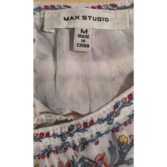 Max Studio Womens Top Boho Floral Size M - Picture 3 of 5